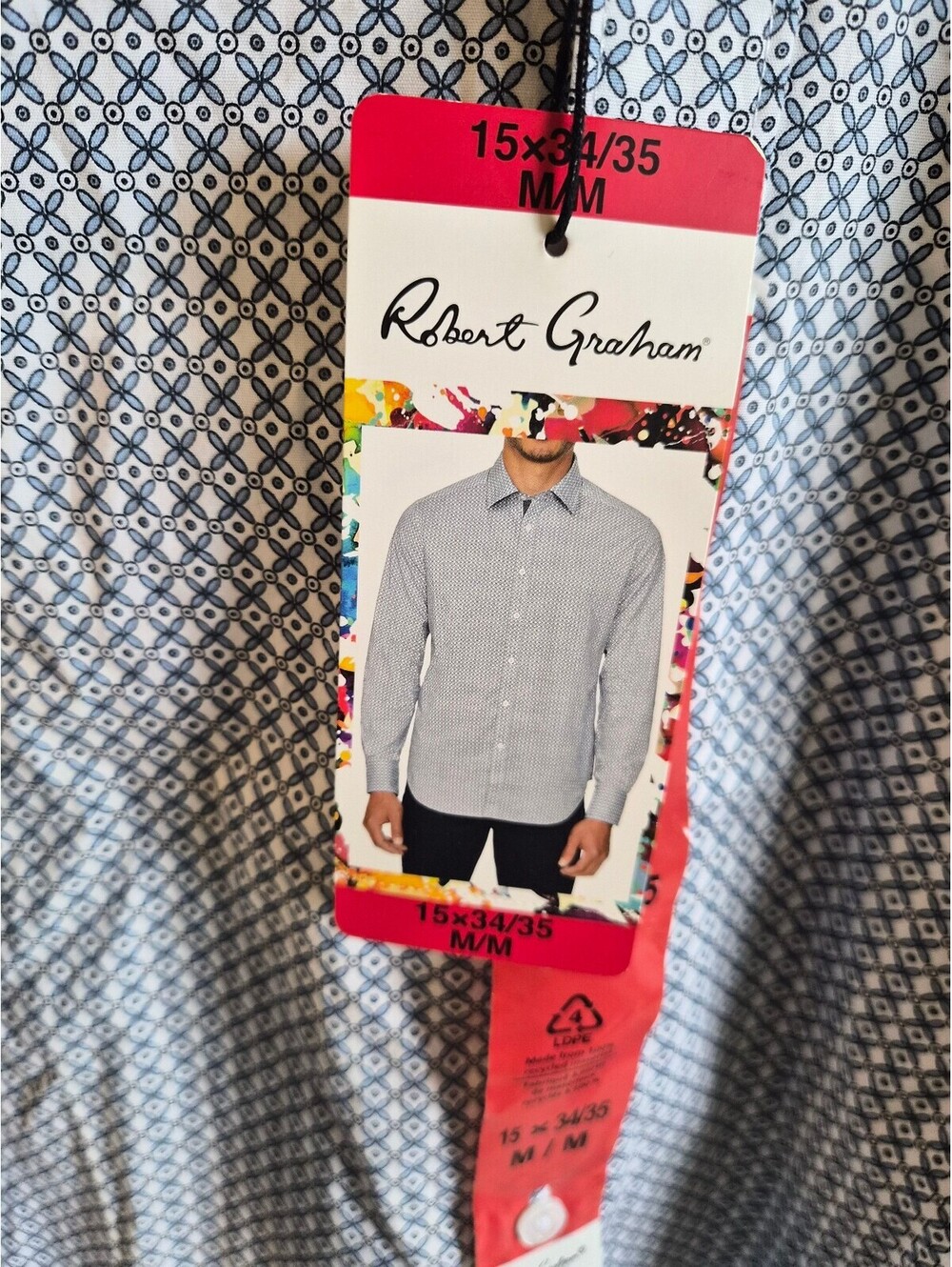 Robert Graham Men's Long Sleeve Button-Down Shirt, Size M 0292